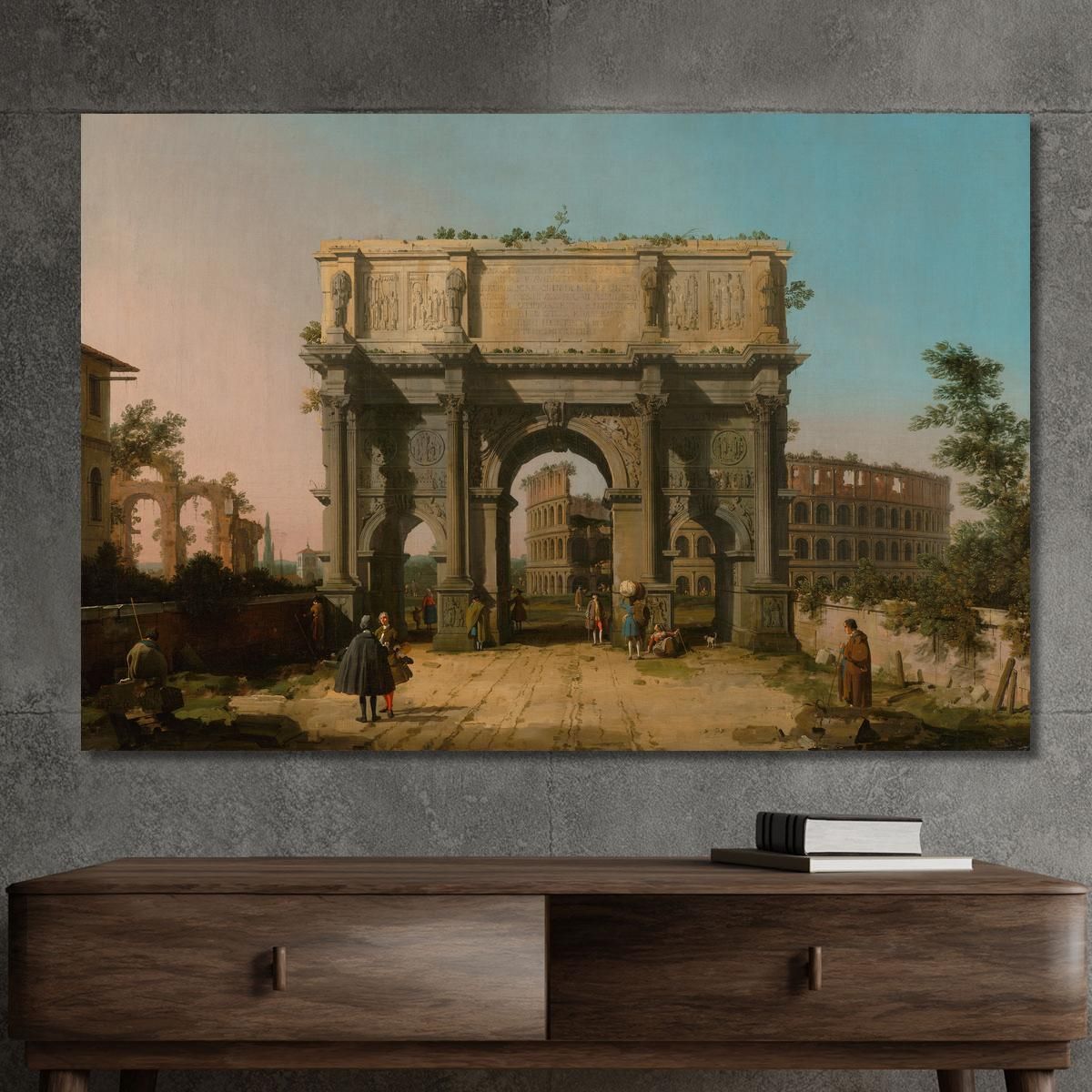 View Of The Arch Of Constantine With The Colosseum Canaletto cnl72 canvas print 