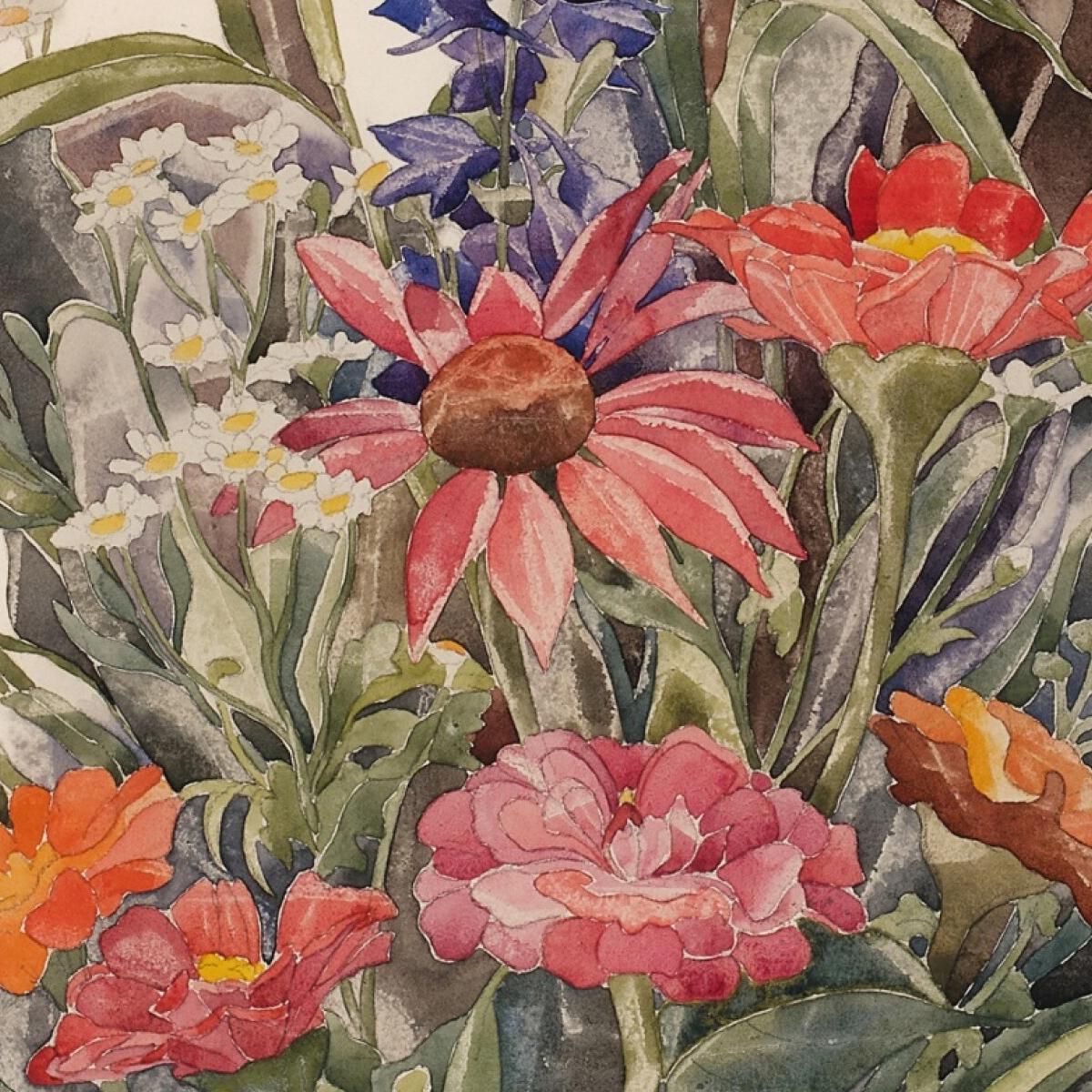 Zinnias Larkspur And Daisies Charles Demuth cdm56 canvas print