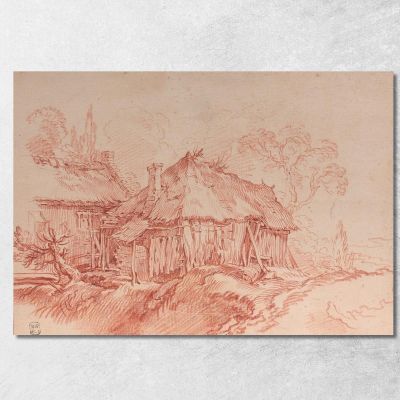 Thatched Cottages In A Landscape After Abraham Bloemaert François Boucher fbc20 canvas print 