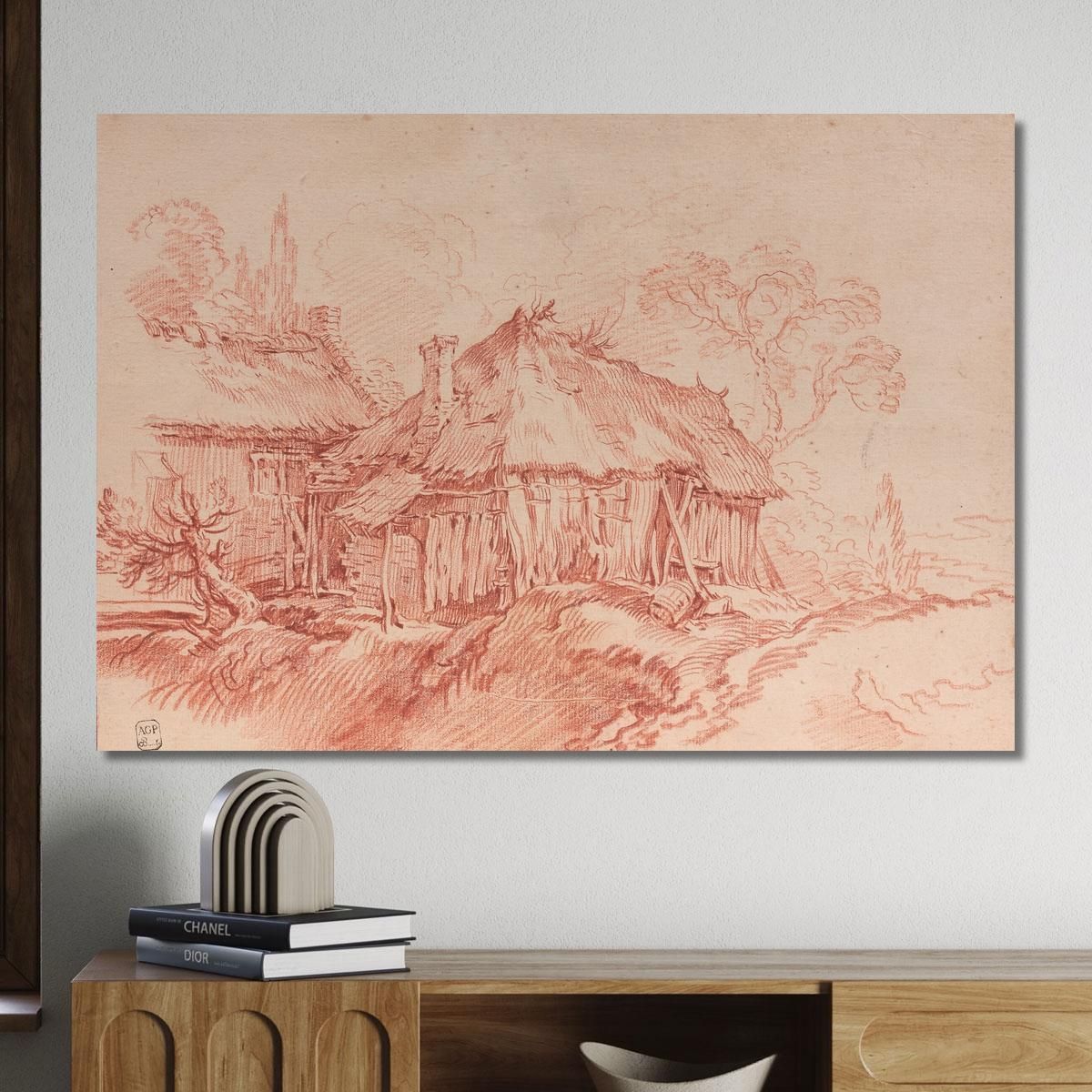 Thatched Cottages In A Landscape After Abraham Bloemaert François Boucher fbc20 canvas print 