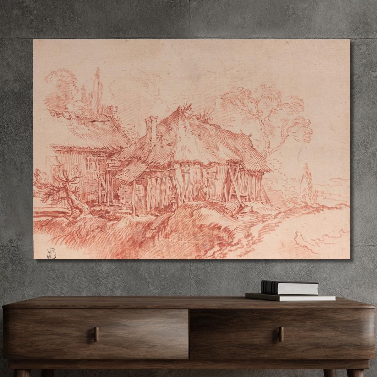 Thatched Cottages In A Landscape After Abraham Bloemaert François Boucher fbc20 canvas print 