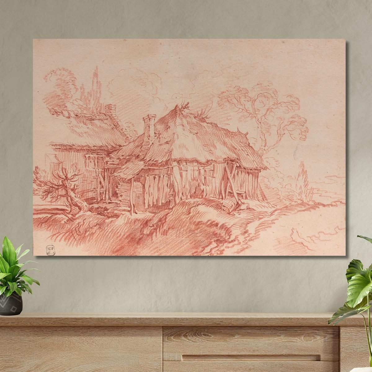Thatched Cottages In A Landscape After Abraham Bloemaert François Boucher fbc20 canvas print 