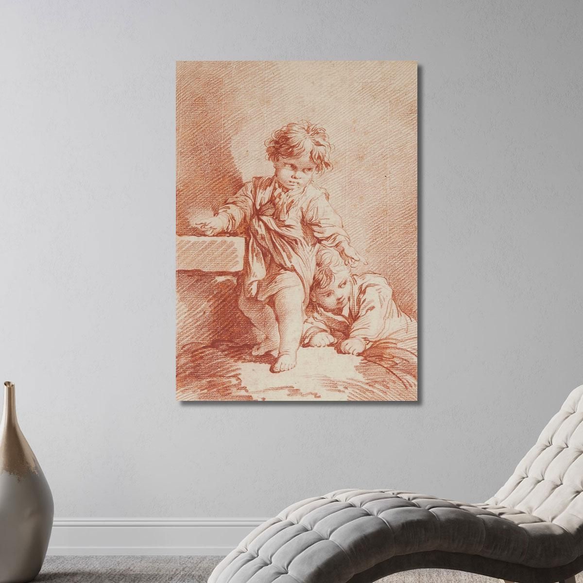 Two Young Boys One Lying Down François Boucher fbc28 canvas print 