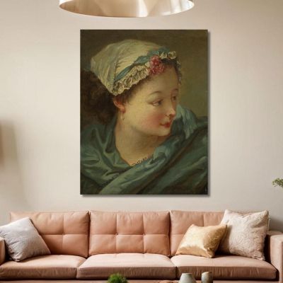 Head Of A Young Woman François Boucher fbc32 canvas print 