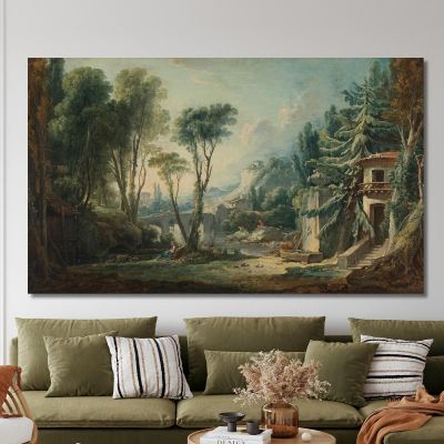 Shepherd Landscape With River François Boucher fbc33 canvas print 