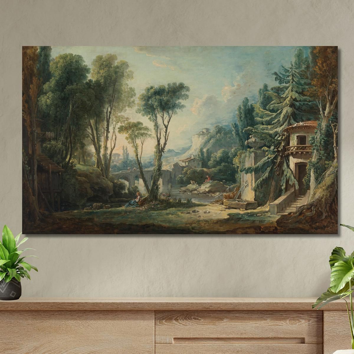 Shepherd Landscape With River François Boucher fbc33 canvas print 