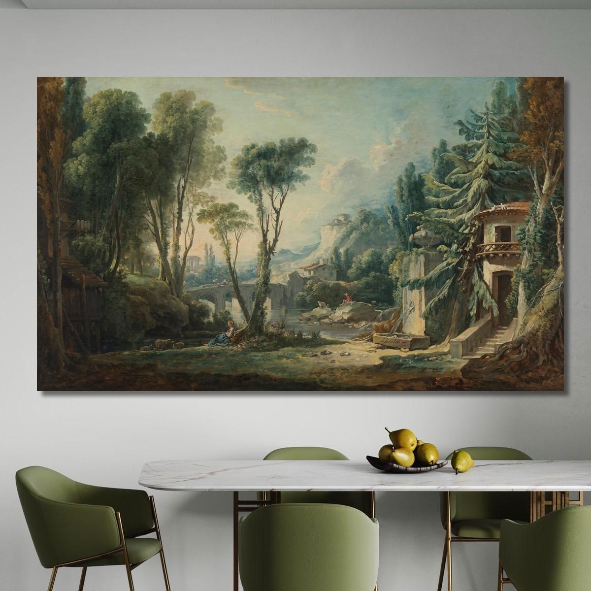 Shepherd Landscape With River François Boucher fbc33 canvas print 