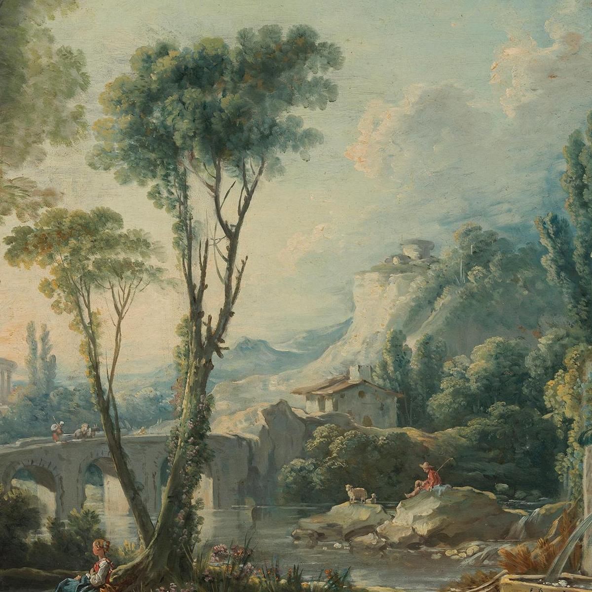 Shepherd Landscape With River François Boucher fbc33 canvas print