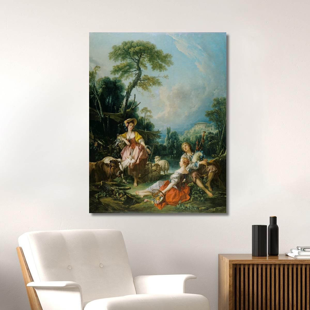 Pastoral With A Bagpipe Player François Boucher fbc65 canvas print 