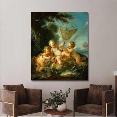 Putti As Fisherman François Boucher fbc71 canvas print 