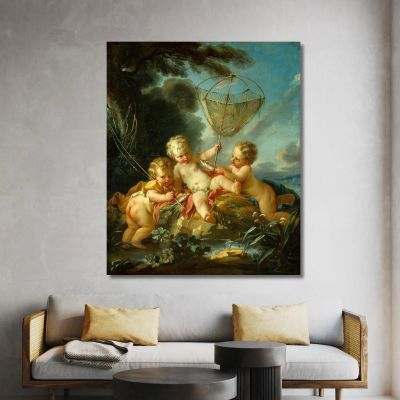 Putti As Fisherman François Boucher fbc71 canvas print 