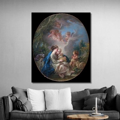 Virgin And Child With The Young Saint John The Baptist And Angels François Boucher fbc112 canvas print 