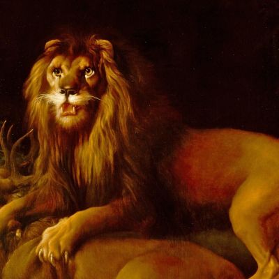 A Lion Attacking A Stag George Stubbs gst2 canvas print