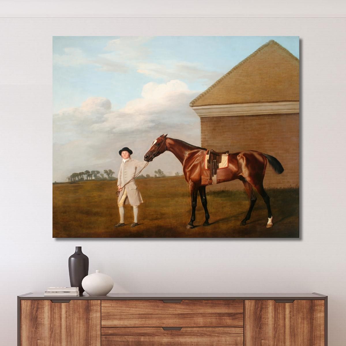Firetail With His Trainer By The Rubbing-Down House On Newmarket Heath George Stubbs gst14 canvas print 