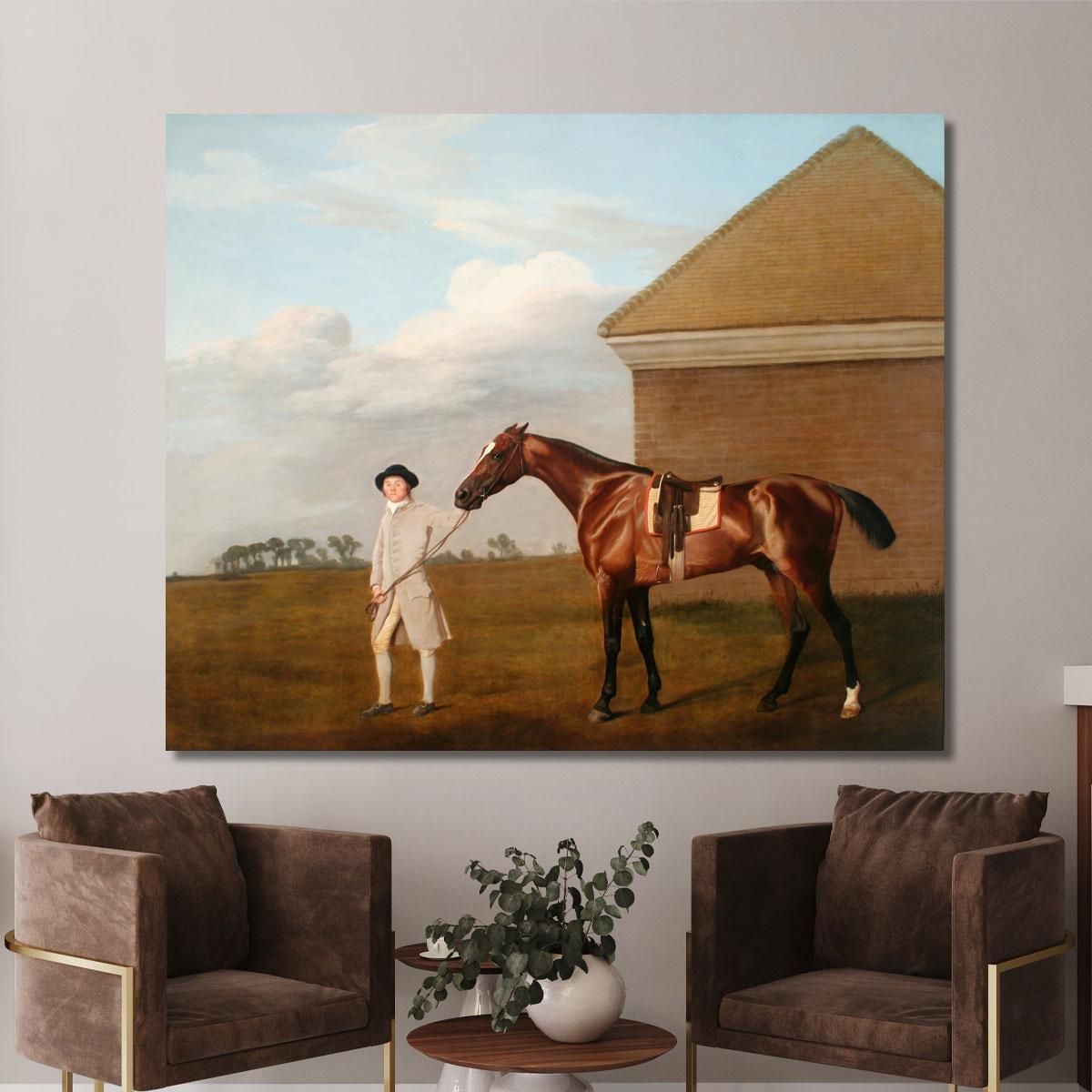 Firetail With His Trainer By The Rubbing-Down House On Newmarket Heath George Stubbs gst14 canvas print 