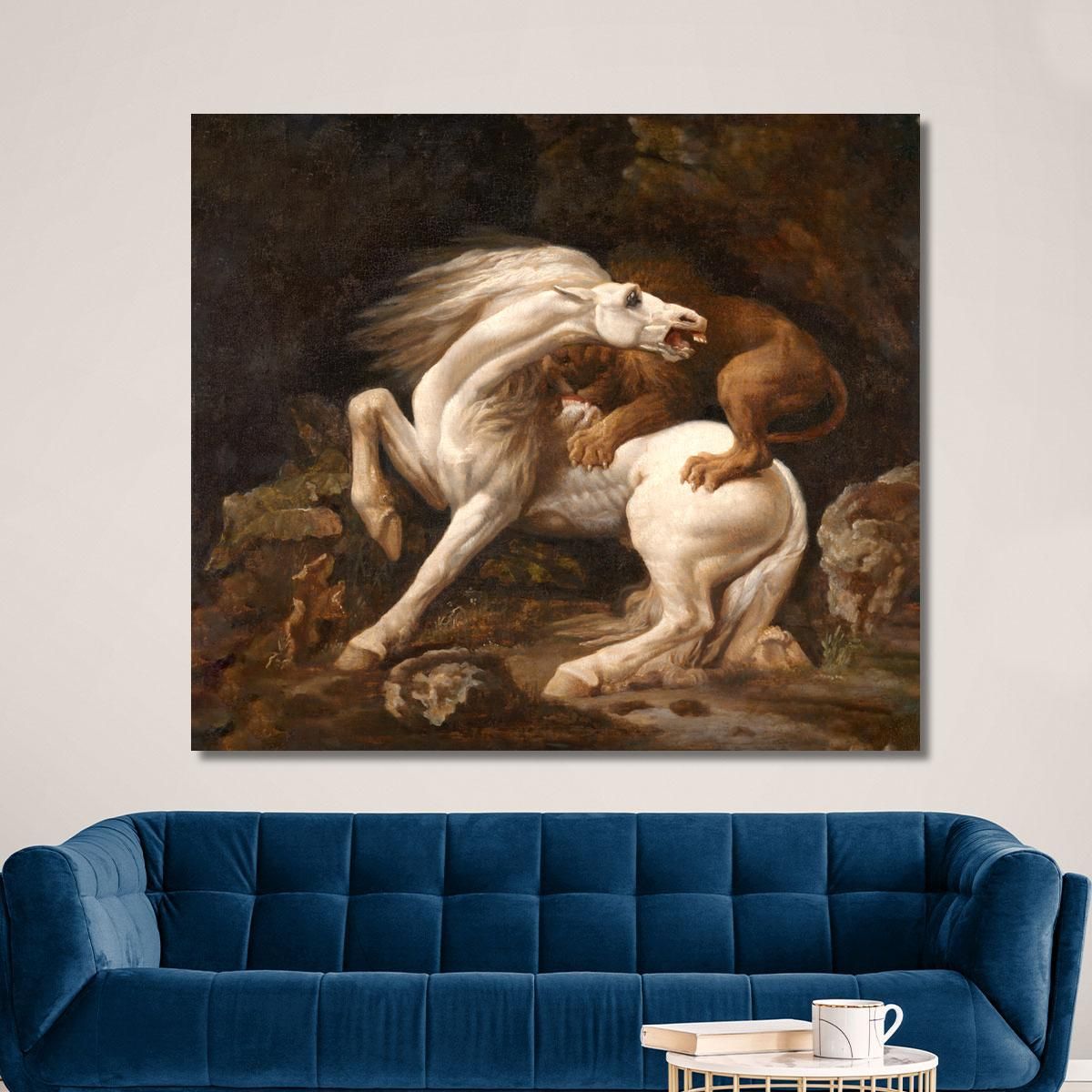 Horse Attacked By A Lion George Stubbs gst19 canvas print 