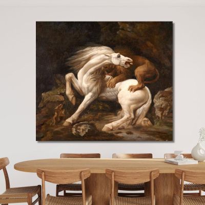 Horse Attacked By A Lion George Stubbs gst19 canvas print 