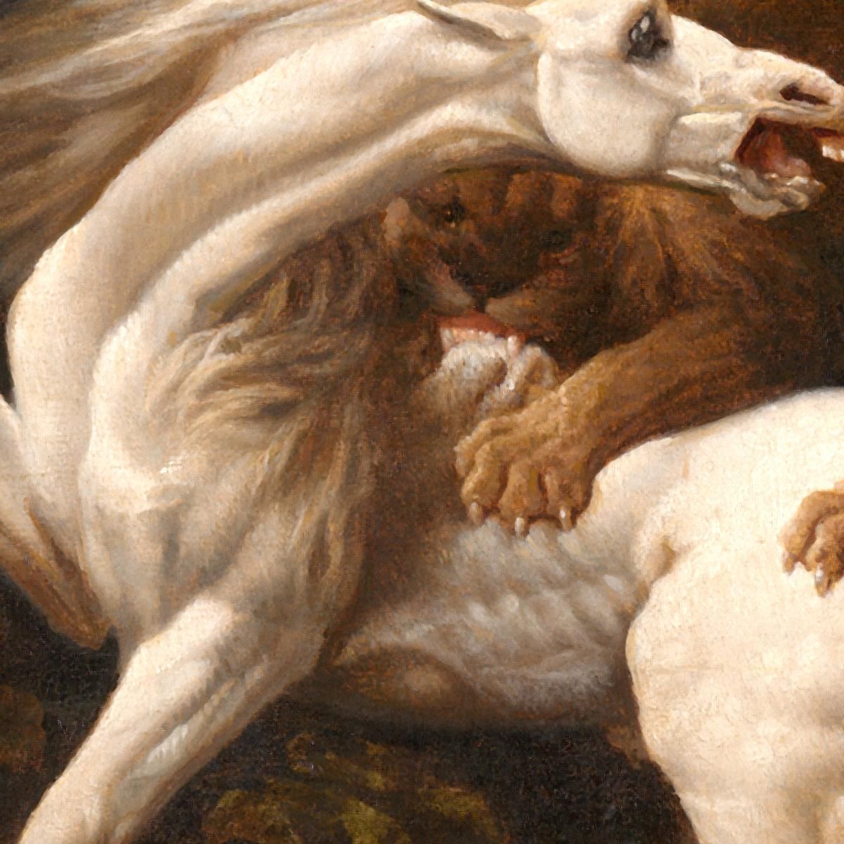 Horse Attacked By A Lion George Stubbs gst19 canvas print