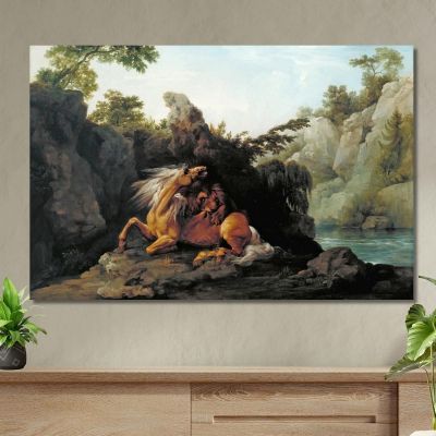 Horse Devoured By A Lion George Stubbs gst20 canvas print 