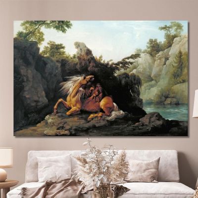 Horse Devoured By A Lion George Stubbs gst20 canvas print 