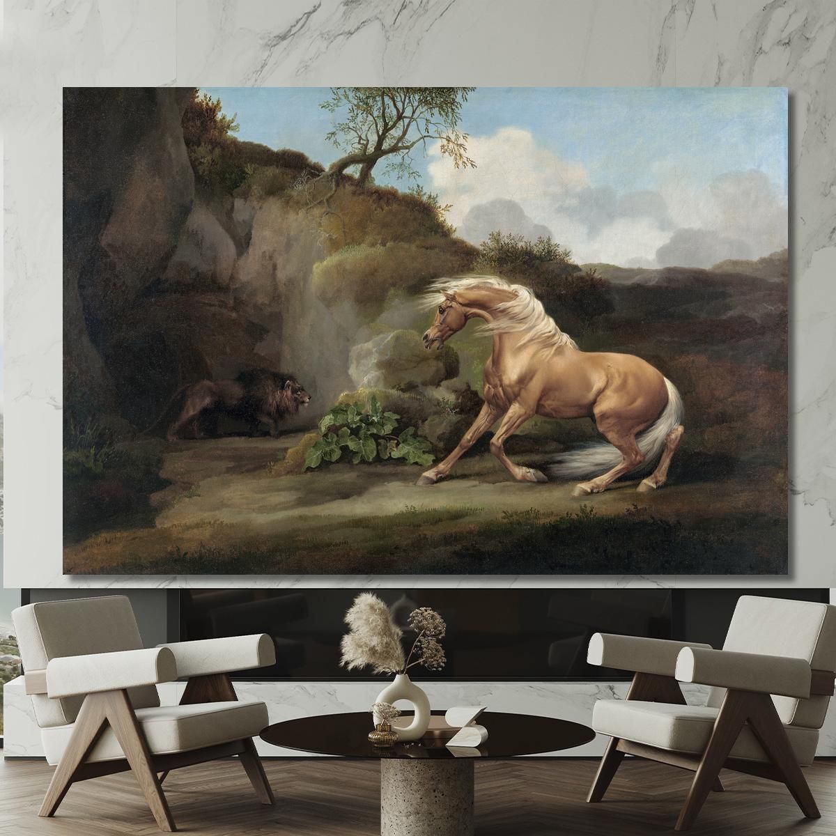 Horse Frightened By A Lion 1762-1768 George Stubbs gst21 canvas print 