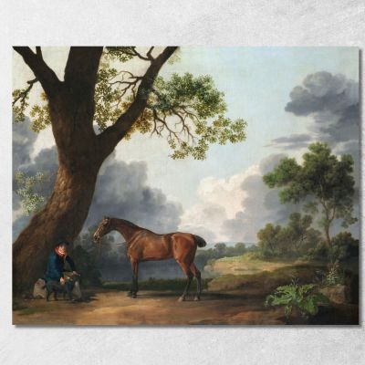 The Third Duke Of Dorset'S Hunter With A Groom And A Dog 1768 George Stubbs gst44 canvas print 