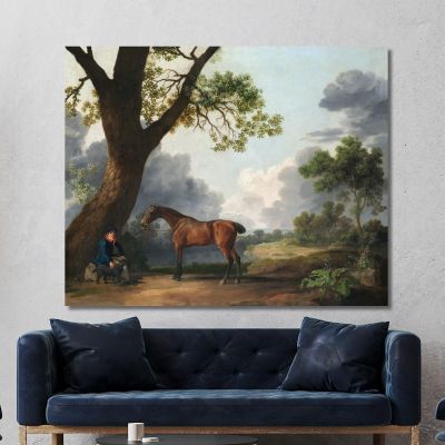The Third Duke Of Dorset'S Hunter With A Groom And A Dog 1768 George Stubbs gst44 canvas print 