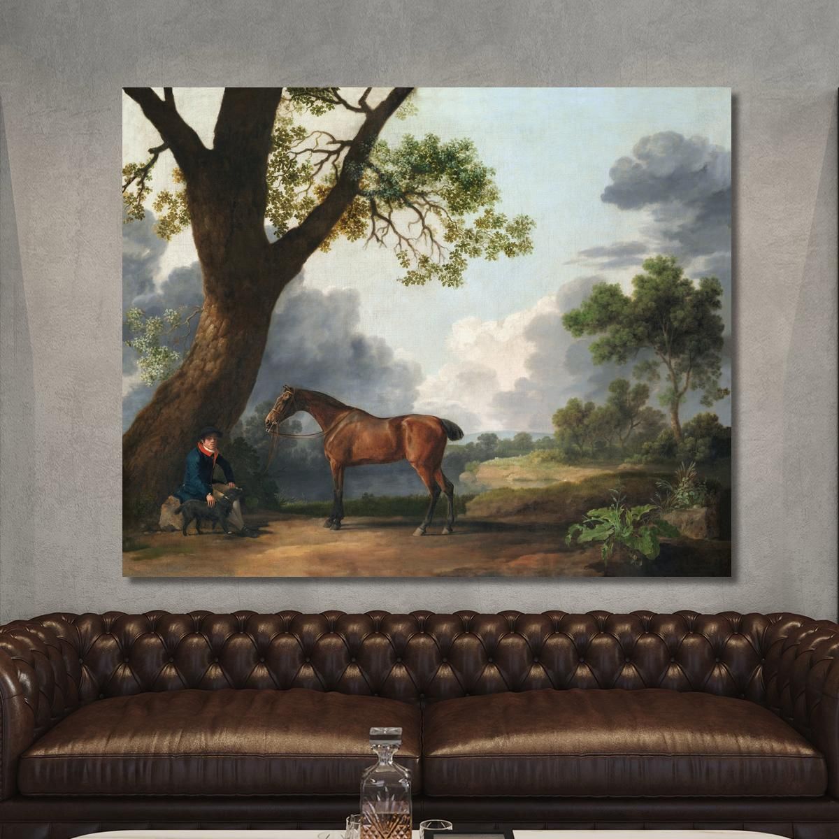 The Third Duke Of Dorset'S Hunter With A Groom And A Dog 1768 George Stubbs gst44 canvas print 