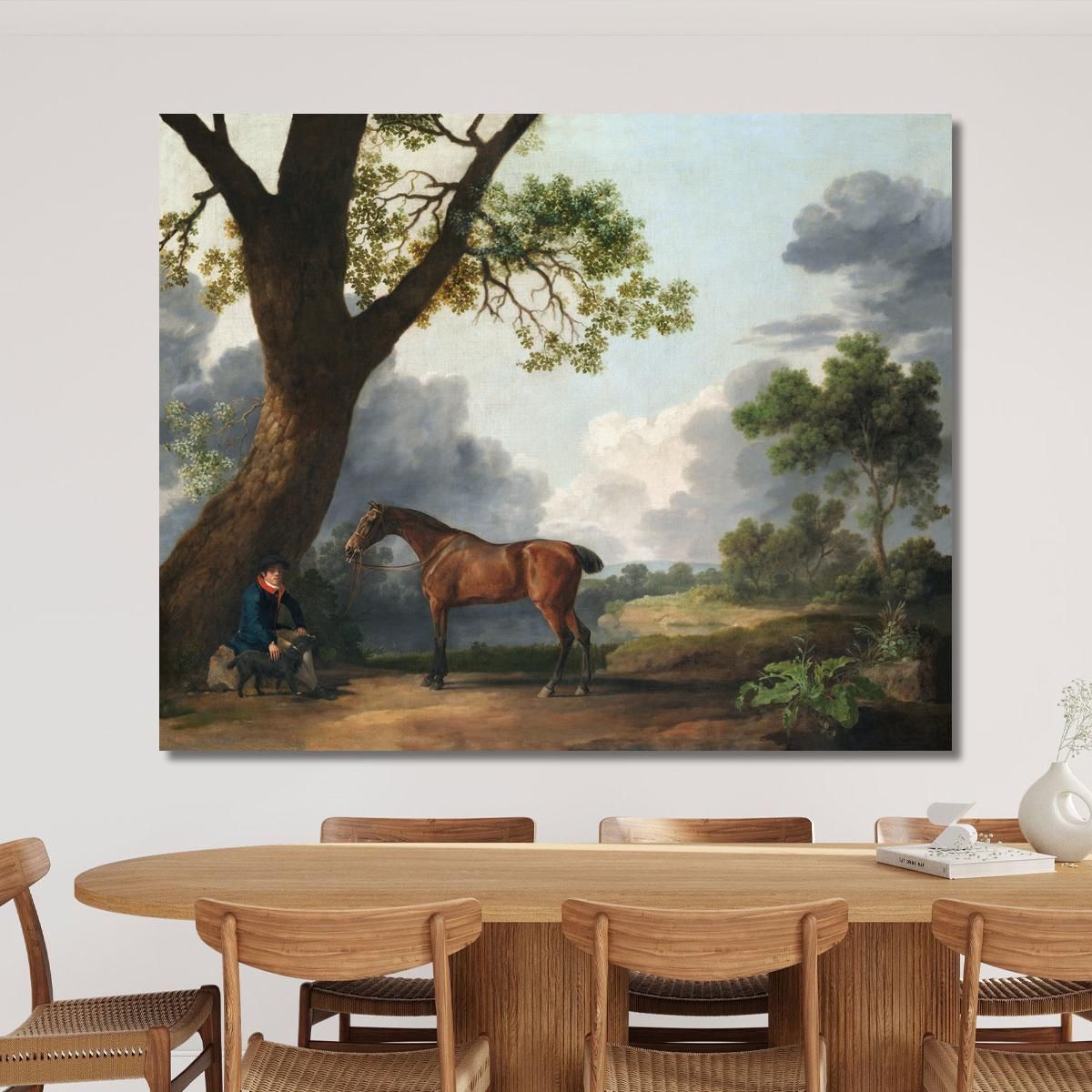 The Third Duke Of Dorset'S Hunter With A Groom And A Dog 1768 George Stubbs gst44 canvas print 