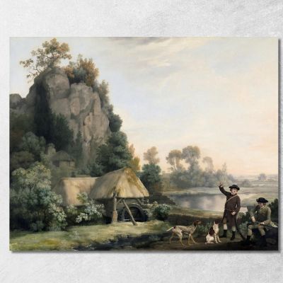 Two Gentlemen Going A Shooting With A View Of Creswell Crags Taken On The Spot George Stubbs gst48 canvas print 