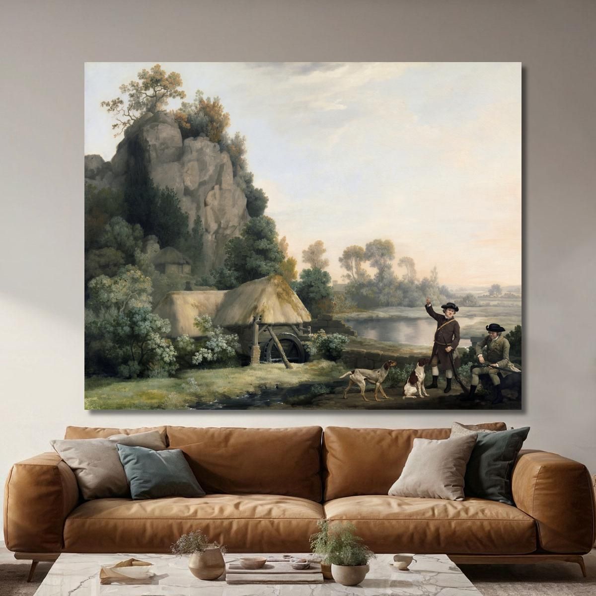 Two Gentlemen Going A Shooting With A View Of Creswell Crags Taken On The Spot George Stubbs gst48 canvas print 