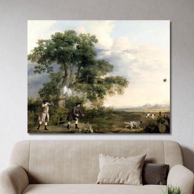 Two Gentlemen Shooting George Stubbs gst50 canvas print 
