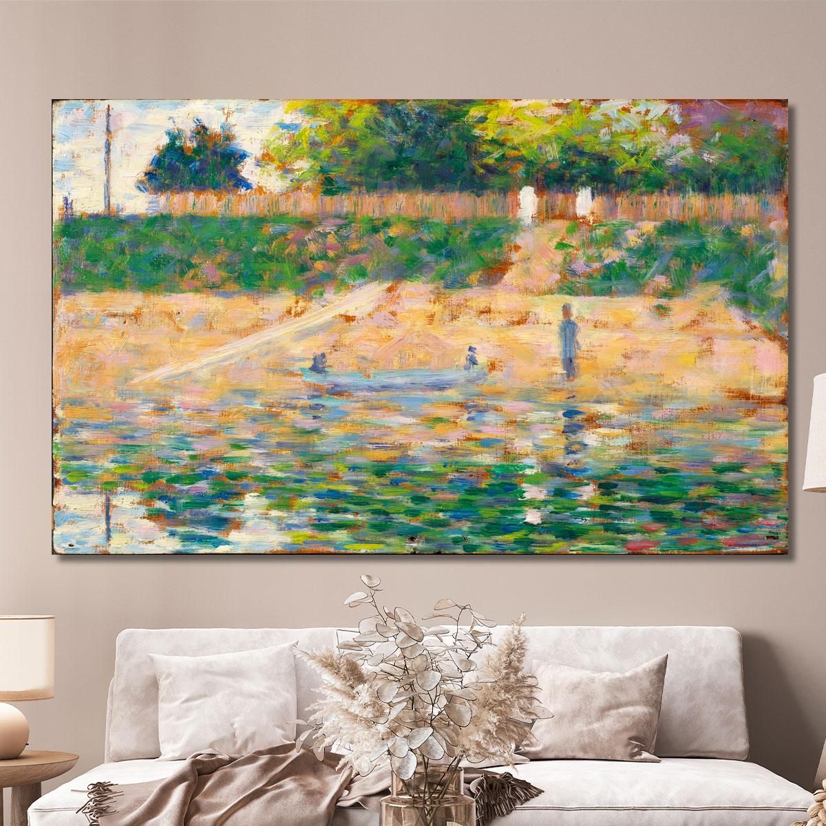 Boat By The Riverbank Georges Seurat gsr10 canvas print 