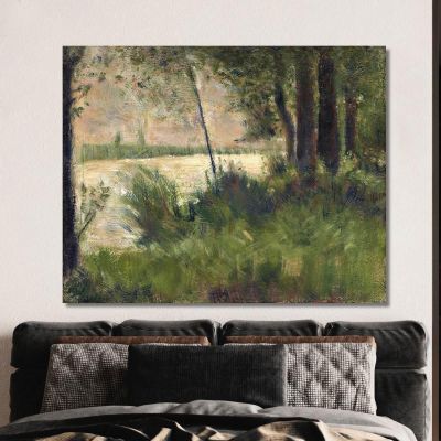 Grassy Riverbank Georges Seurat gsr23 canvas print 