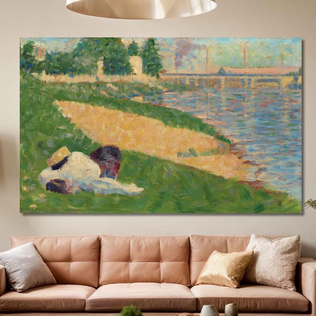 The Seine With Clothing On The Bank Georges Seurat gsr80 canvas print 