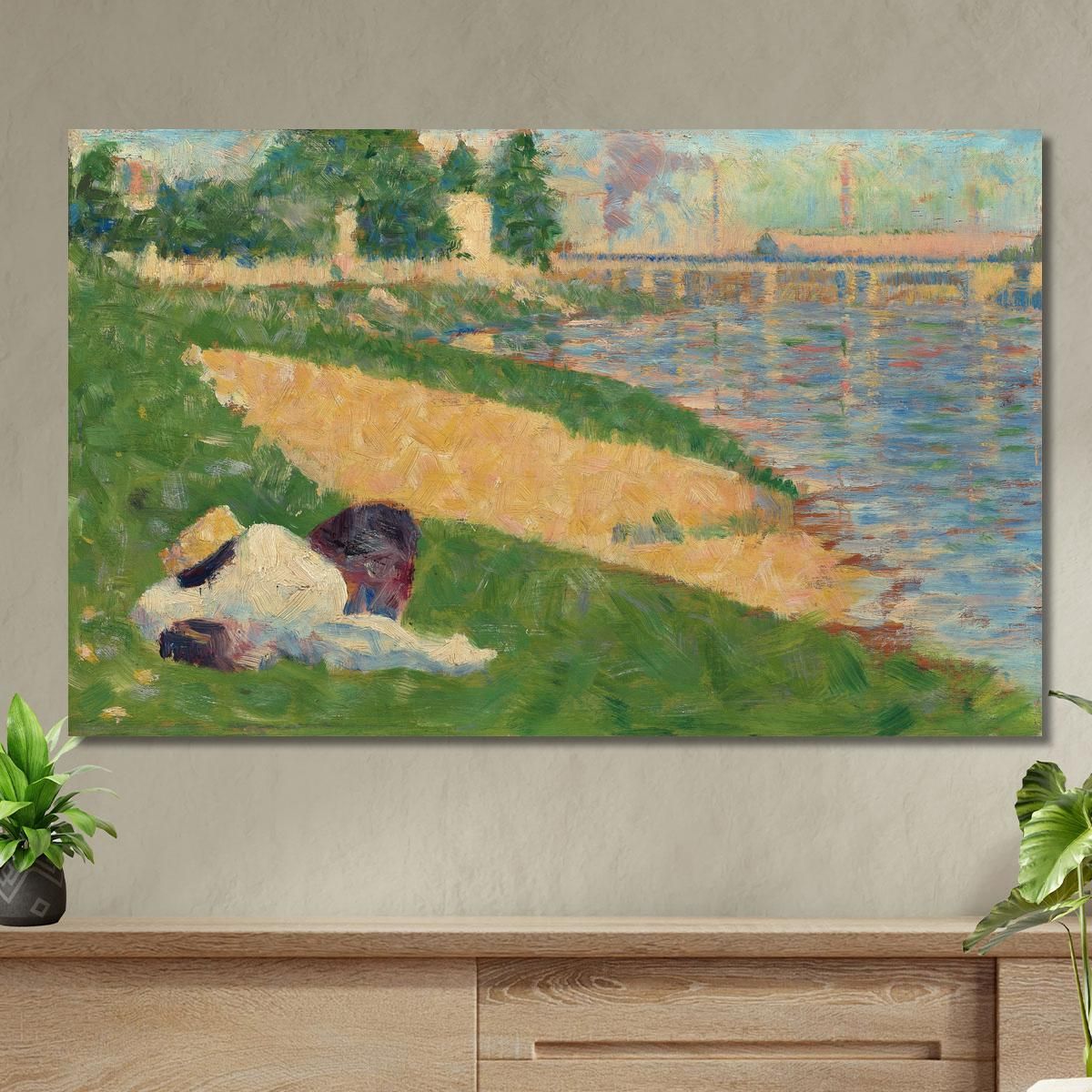 The Seine With Clothing On The Bank Georges Seurat gsr80 canvas print 