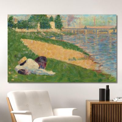 The Seine With Clothing On The Bank Georges Seurat gsr80 canvas print 