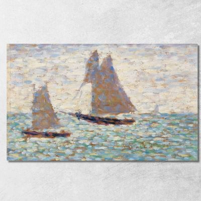 Two Sailboats At Grandcamp Georges Seurat gsr86 canvas print 