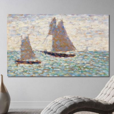 Two Sailboats At Grandcamp Georges Seurat gsr86 canvas print 