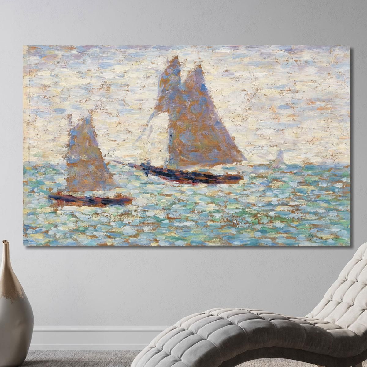 Two Sailboats At Grandcamp Georges Seurat gsr86 canvas print 