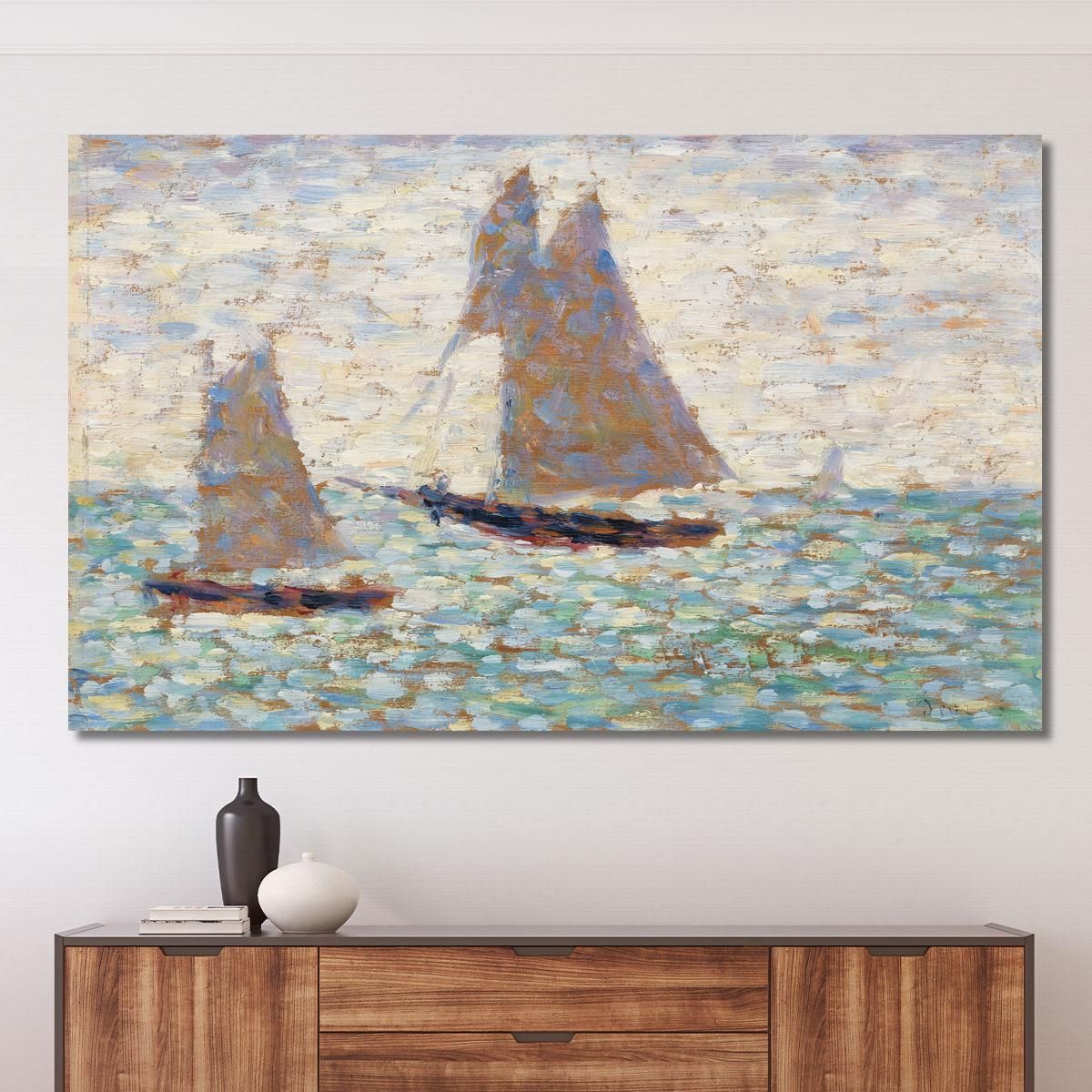 Two Sailboats At Grandcamp Georges Seurat gsr86 canvas print 