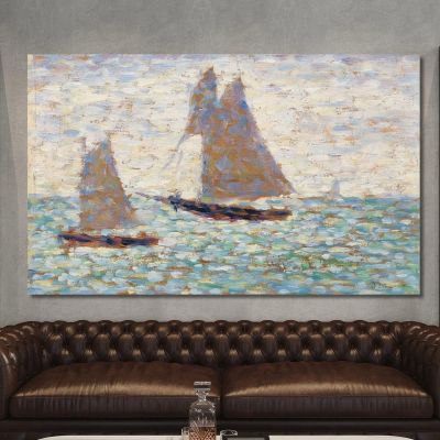 Two Sailboats At Grandcamp Georges Seurat gsr86 canvas print 