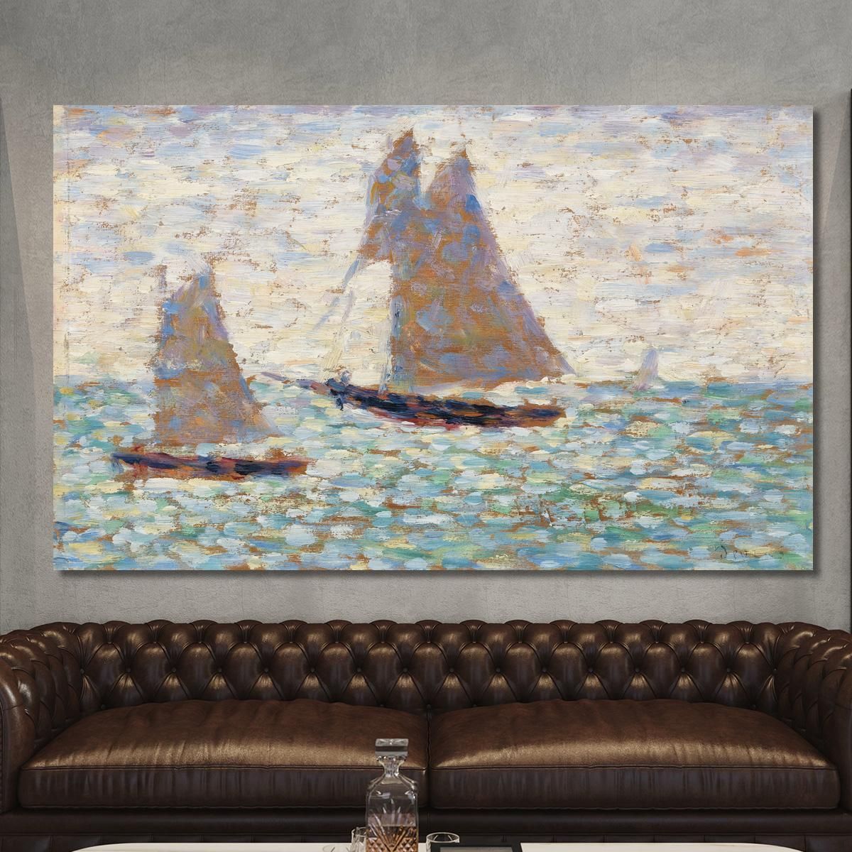 Two Sailboats At Grandcamp Georges Seurat gsr86 canvas print 