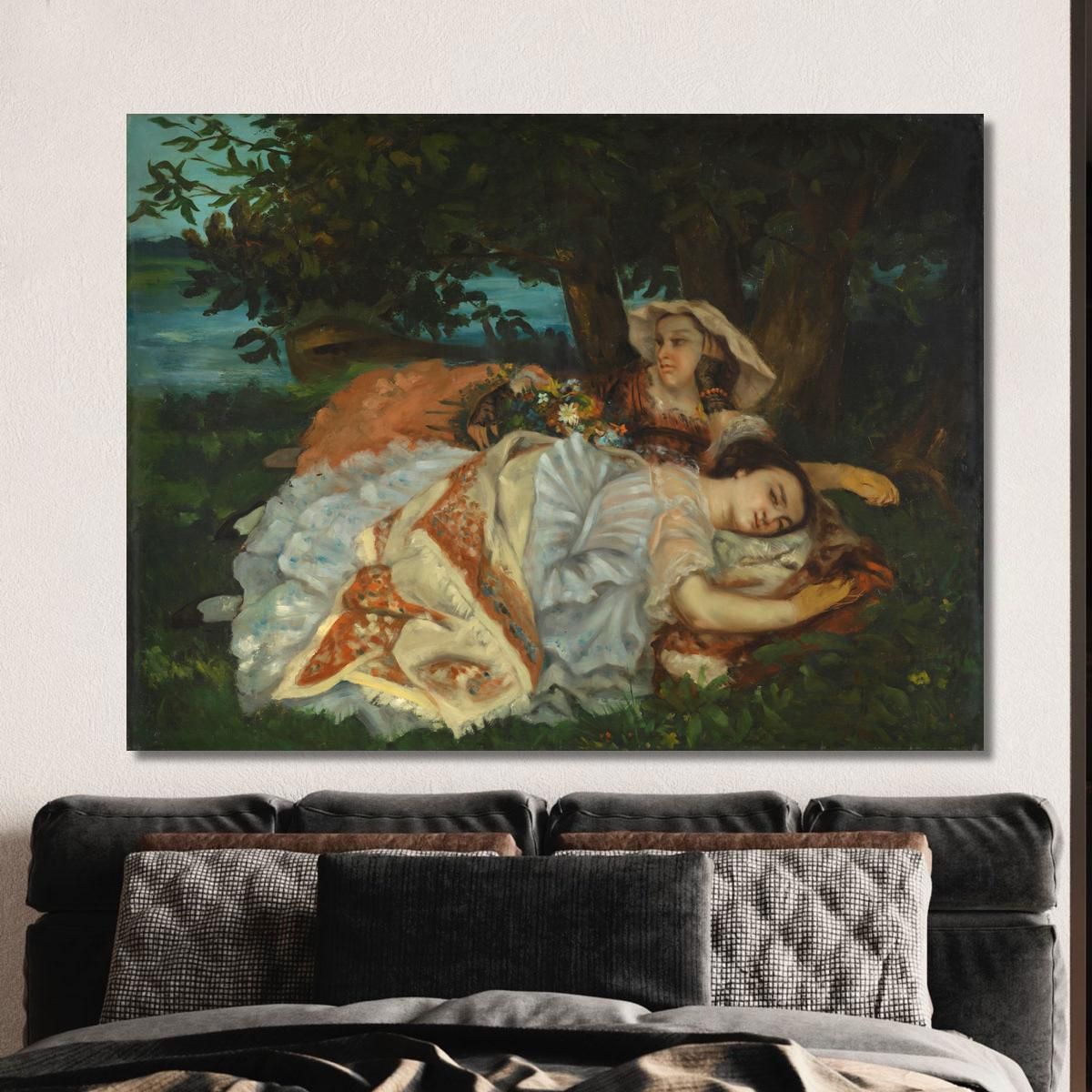 Young Women On The Bank Of The Seine Gustave Courbet cg5 canvas print 