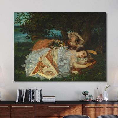 Young Women On The Bank Of The Seine Gustave Courbet cg5 canvas print 