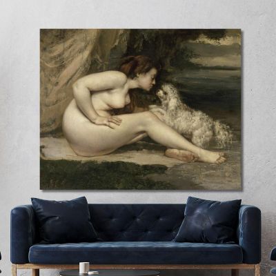 Naked Woman With A Dog Gustave Courbet cg23 canvas print 