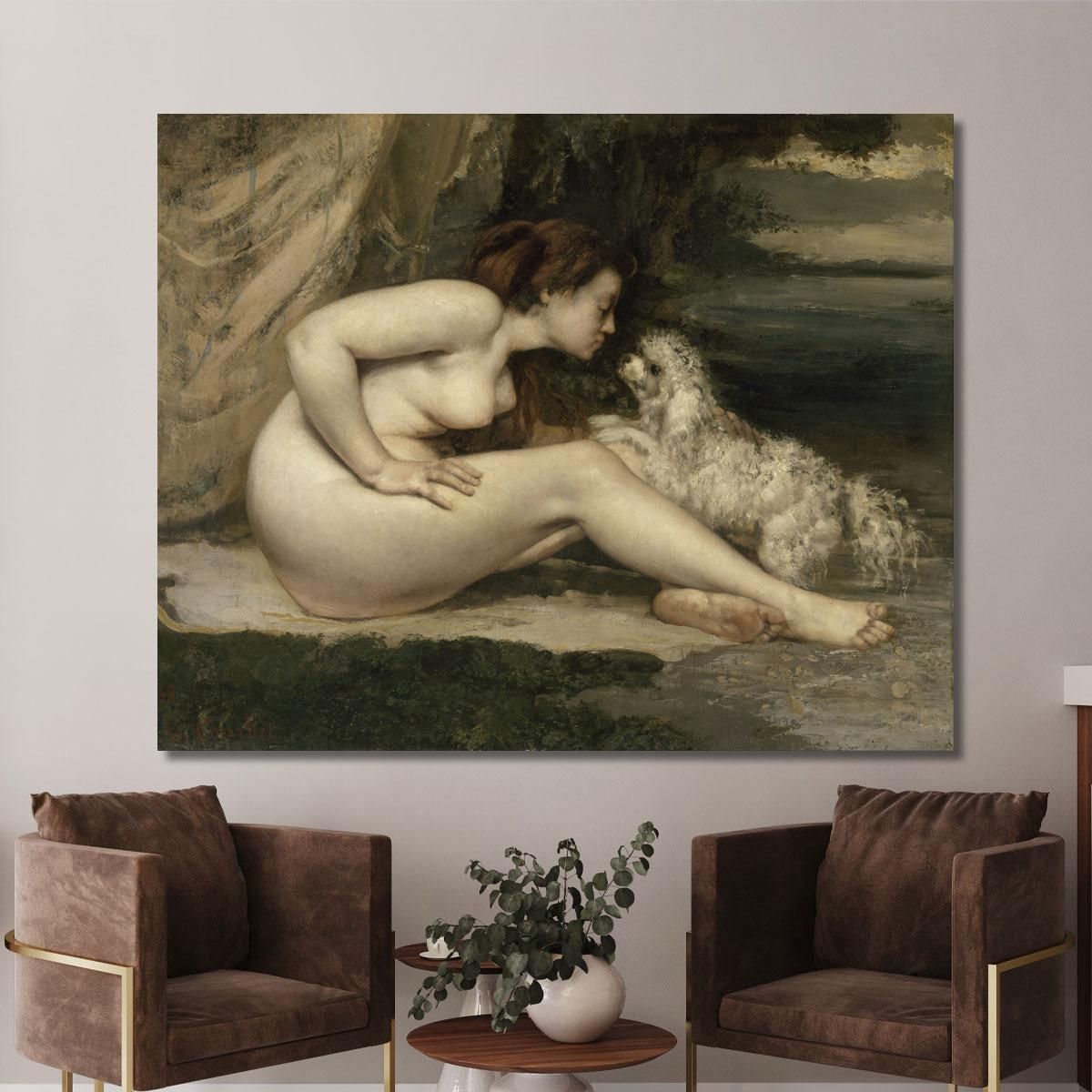 Naked Woman With A Dog Gustave Courbet cg23 canvas print 