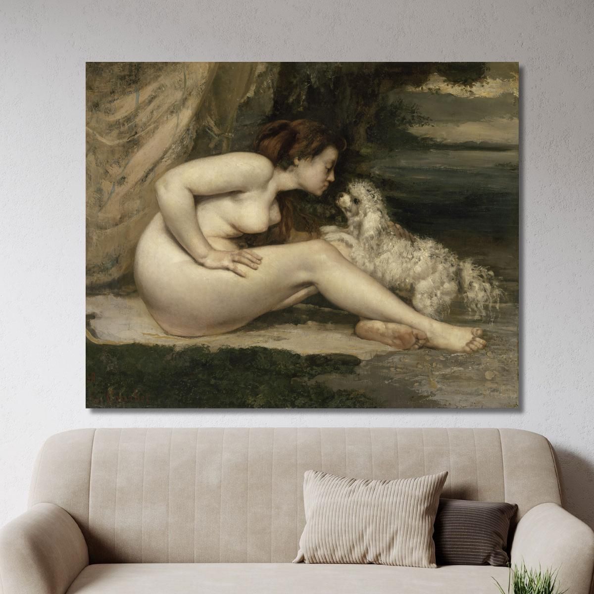 Naked Woman With A Dog Gustave Courbet cg23 canvas print 