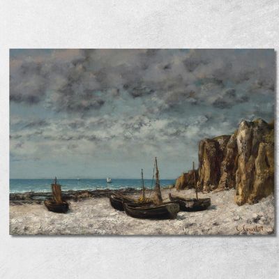 Boats On A Beachetretat Gustave Courbet cg44 canvas print 