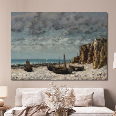 Boats On A Beachetretat Gustave Courbet cg44 canvas print 